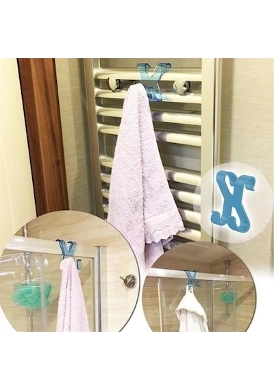 Hang İt Pratik Kolay Taşımabilir Havlupan 2 Kancalı Banyo Askısı Açık Mavi