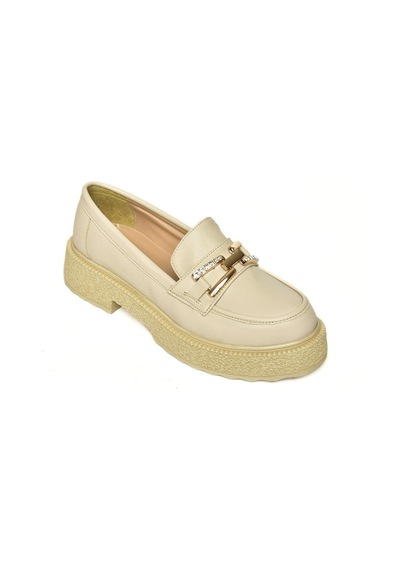 Fox Shoes T996198409 Bej Kalın Tabanlı Makosen Kadın Ayakkabı Bej-suni Deri Bej
