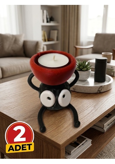 2'li Set Sevimli Karakter Tasarımlı Dekoratif Tealight Mumluk - Anime Esintili Ev Dekoru