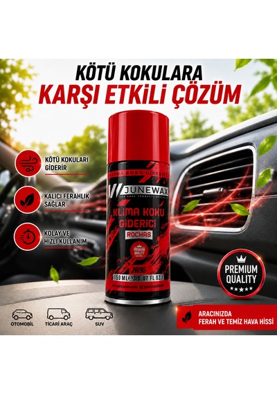 Klima Koku Giderici Bombası 150 Ml - Araç İçi Koku Giderici, Klima Temizleyici, Kalıcı Ferahlık Jeune Mor Koku Kırmızı