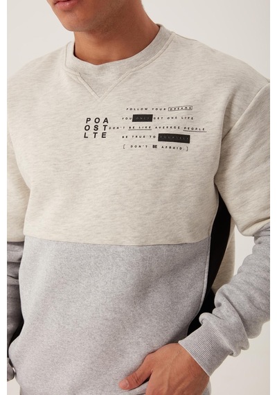 Polostate Erkek Çift Sweatshirt Gri Melanj