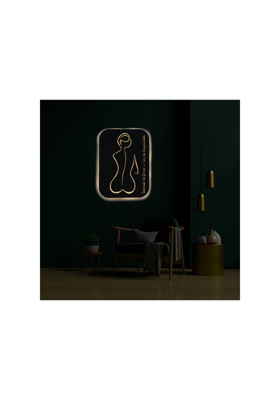 Led Işıklı Kişiselleştirilebilir Kadın Temalı Tablo Emery Dekoratif Gece Lambası Sarı - 737239278 Sarı