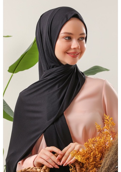 Melodi Scarf Tesettür Penye Şal Siyah Siyah