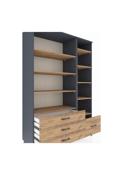 Hyperion Dolap 9 Raflı 4 Çekmeceli 132x44x195 Antrasit-çam/çam Antrasit Hyperion Dolap 9 Raflı 4 Çekmeceli 132x44x195 Antrasit-çam/çam Antrasit