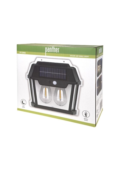 Panther Pt-2992 Solar Led Duvar Lambası - Işık Hareket Sensörlü Güneş Enerjili Bahçe Aydınlaması