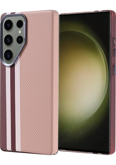 Galaxy Uyumlu S25 Ultra Kılıf Magsafe Şarj Özellikli Karbon Fiber Görünümlü Tchs Nekst Kapak - Gold Altın