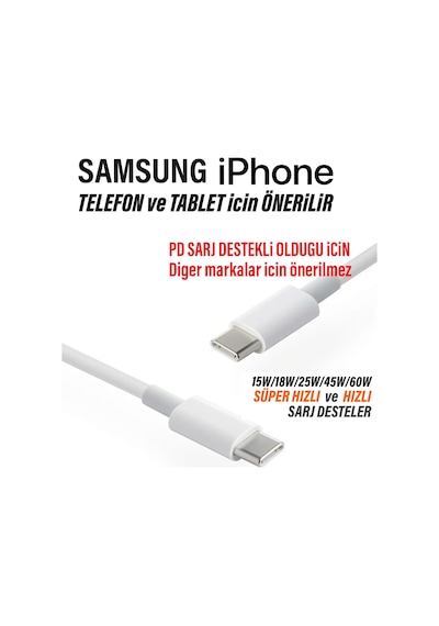 Samsung İle Uyumlu S21 Şarj Kablosu 25w Type-c Hızlı Kablo 1m Standart