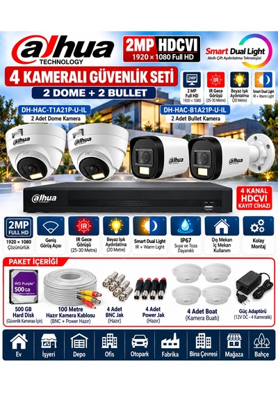 Dahua 4 Kameralı Hazır Set