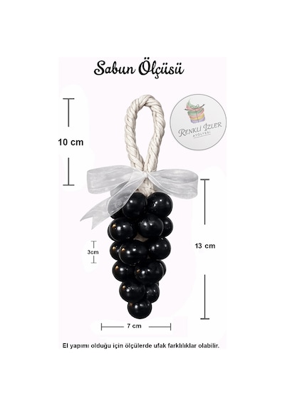 El Yapımı Üzüm Salkım Sabun İkili Set Siyah-beyaz Kurdelalı Vanilya