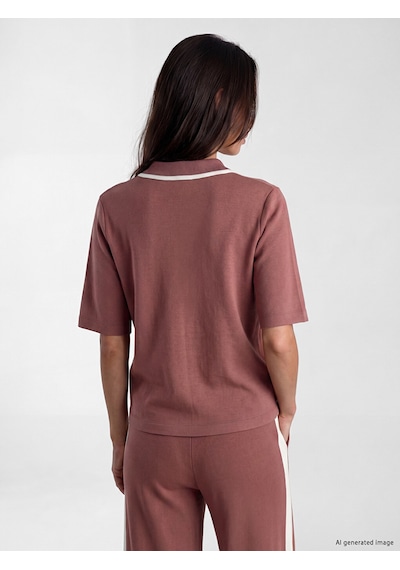 Lcw Everyday Pembe Polo Yaka Soft Touch Kadın Tişört
