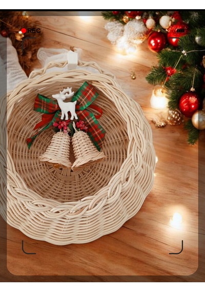 Bambu Led Işıklı Duvar Sepeti Bej