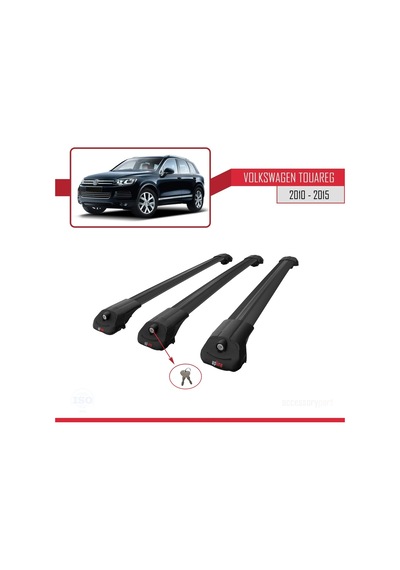 Volkswagen Touareg 2010-2015 Arası İle Uyumlu Ace-1 Ara Atkı Tavan Barı Siyah 3 Adet Bar