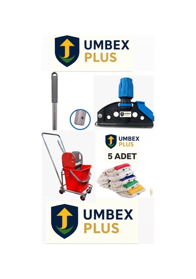 Umbex Tek Kovalı Krom Temizlik Arabası Ve Paspas Arabası Temizlik Seti Plastik + Islak Mop Seti.