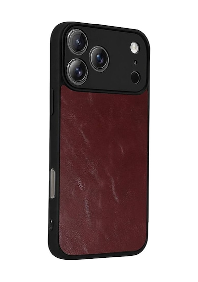 Apple Uyumlu iPhone 17 Pro Max Aras Deri Kapak - Bordo Evimdeyokyok