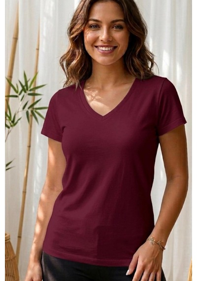 Thiff Gymwear Kadın Kısa Kollu V Yaka Basic Tişört T-shirt 3'lü Set Kahverengi - Siyah- Bordo Thiff Gymwear Kadın Kısa Kollu V Yaka Basic Tişört T-shirt 3'lü Set Kahverengi - Siyah- Bordo