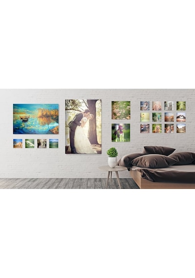 Premium Kişiye Özel 2 Adet Metal Poster Tablo Full Hd Kalite Baskı 20x20 Cm Çok Renkli