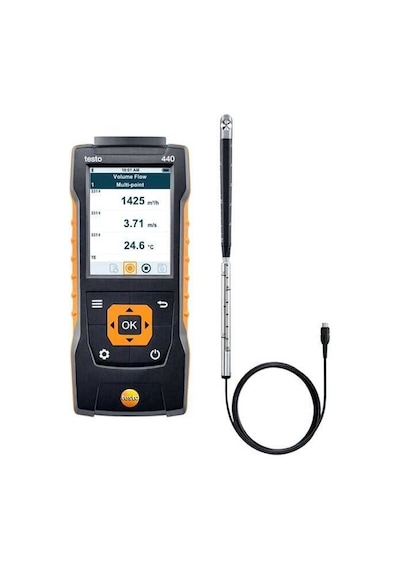 Testo 440 Hava Hızı Ve Hacimsel Debi Ölçer Mini Pervane Problu