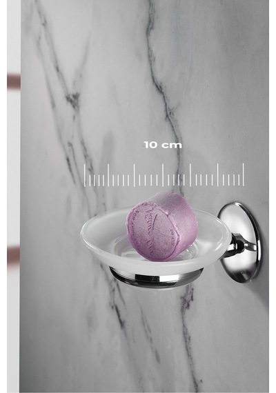 Krom Kaplama Yapışkanlı Mat Plastik Banyo / Tuvalet Katı Sabunluk S-104