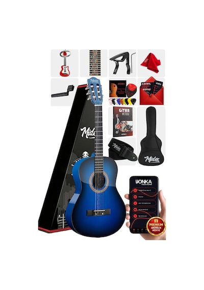 Midex Cg-270bl Klasik Gitar 4/4 Yetişkin Boy Sap Ayarlı Full Set