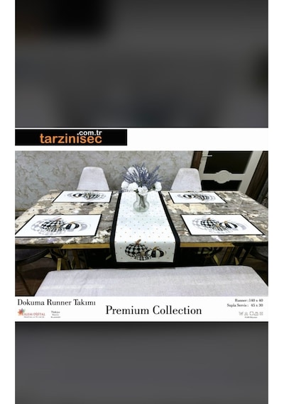 Balkabağı Desenli Runner Takımı 40 X 140 Renkli