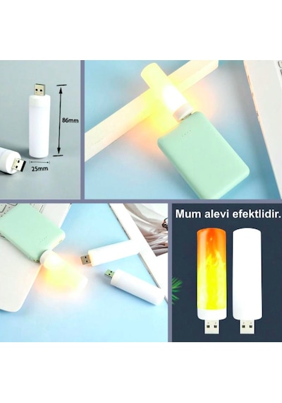 Omeniv Mum Alevi Efektli Usb Led Lamba Günışığı Laptop Outdoor Yeşil