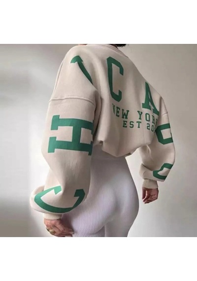 Startmore Bisiklet Yaka New York Baskılı Süper Oversize Sokak Stili Kadın Sweatshırt Ldychc10 Beyaz Beyaz