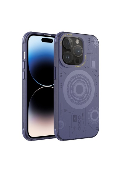 Zeyline Apple Uyumlu iPhone 14 Pro Max Zore Wireless Şarj Özellikli Desenli Hot Kapak-derin Mor