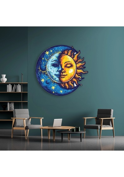 Güneş-ay Yüzü Boho - Metal Tablo - Dec0161 40 X 40 Cm Çok Renkli