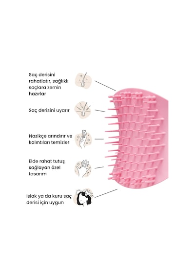 Pretty Pink Saç Derisi Masaj Ve Eksfoliye Edici Fırça