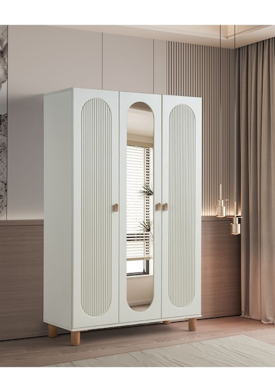 Pema Home Peri %100 Mdf Membran 3 Kapaklı Dolap Gardırop