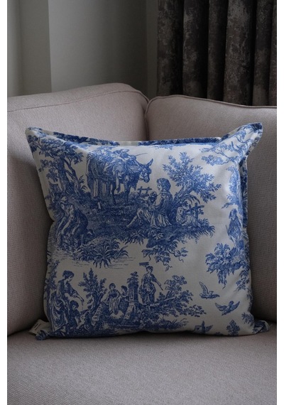 Mavi Vintage Desenli 45x45 Dekoratif Yastık Kılıfı Mavi - 693923659 Mavi