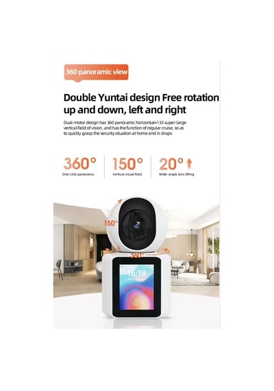 1080p Wifi Ip Güvenlik Kamerası, Ekranlı, İki Yönlü Ses, Hareket Algılama, Gece Görüşü