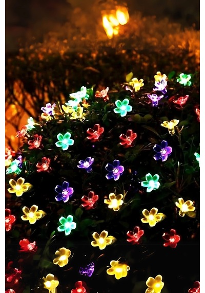 Renkli Solar Güneş Enerjili 5 Metre 50 Led Papatya Bahçe Aydınlatması Rgb 8 Fonksiyonlu Aydınlatma