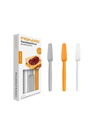 Fiskars Fruehstuecksmesser 3 Parça, Toplam Uzunluk: 22 Cm, Plastik, Beyaz/turuncu/gri, Fonksiyonel Form, 1016121 Diğer