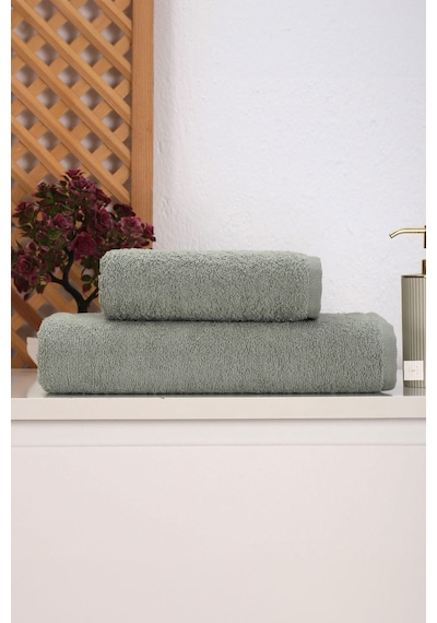 2 Parça Kadın / Erkek Banyo Duş Hamam Havlu Seti 90x150 Cm %100 Pamuklu Yeşil
