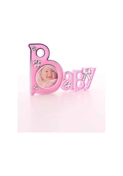 Baby Yazılı Sevimli Mini Resim Çerçevesi Pembe 2 Adet Pembe