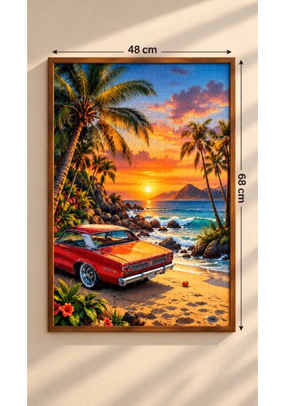 1000 Parça Sahildeki Araba Puzzle 48 X 68 Cm Yüksek Baskı Kaliteli Eğlenceli Ve Eğitici Puzzle
