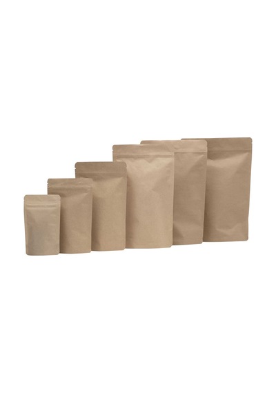 Packtory Kraft Aluminyum Kilitli Doypack Ambalaj 8,5X14,5+2,5 cm. 50 Gr. - 50 Adet