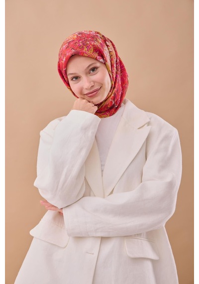 Silk Home Olinda İpek Eşarp 47002-43 Mürdüm, Yağ Yeşili, Gri, Gümüş