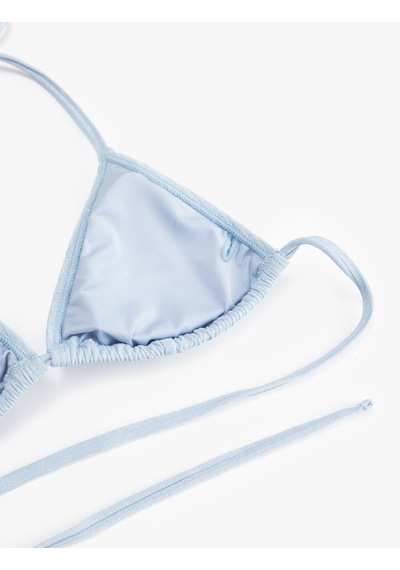 Koton Astarlı Boyundan Bağlamalı İpli Parıltılı Üçgen Bikini Üstü Mavi 5sak10094mm Mavi