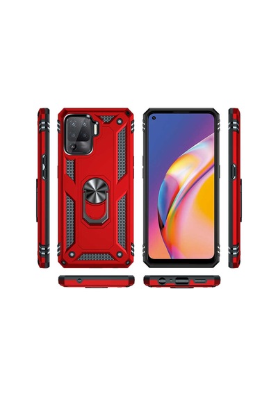 Oppo Reno 5 Lite Kılıf Zore Vega Yüzüklü Standlı Zırh Kılıf