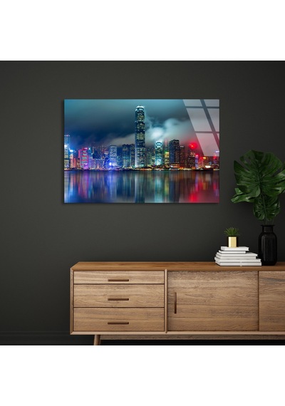 Hong Kong Manzarası - Cam Tablo - Deg1175 125 X 80 Cm