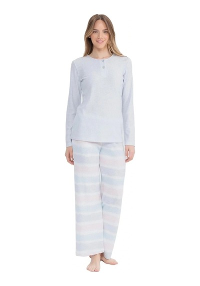 U.S. Polo Assn. 17096 Kadın Gri Uzun Kollu Patlı Pijama Takım Gri