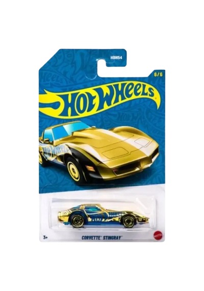 Hot Wheels Corvette Stingray Chase - 58. Yıl Dönümü Serisi Blue & Gold Altın Krom 1/64 Diecast Model Çok Renkli