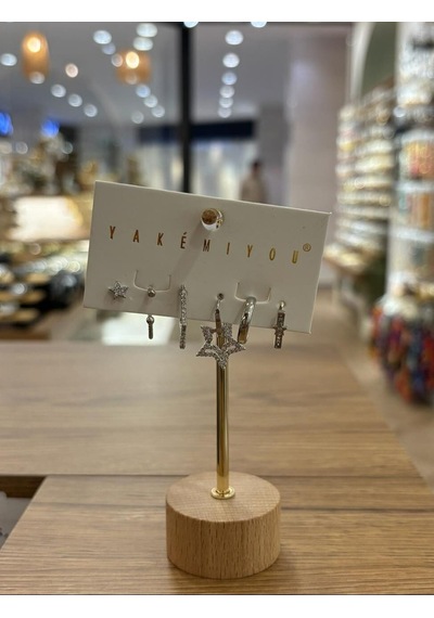 Yakemiyou Silver Karma Yıldızlar Altılı Küpe Çok Renkli
