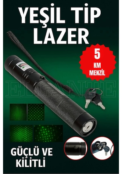Yeni Pro Model - Pro X Yeşil Şarjlı Lazer Pointer Metal Kasa Green Laser Ultra Güçlü 5 Km