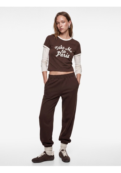Koton Beli Lastikli Cep Detaylı Basic Jogger Eşofman Altı Kahverengi 7wal40053ık Kahve