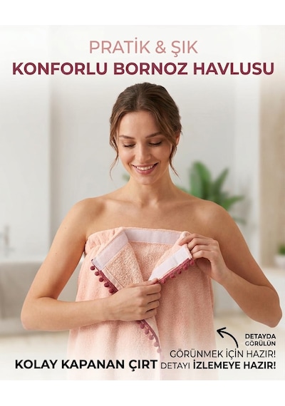 %100 Pamuklu Kadın Banyo Ve Plaj Havlusu Ayarlanabilir Beden S M L Xl Fuşya