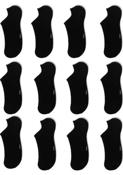 Ozzy Socks 12 Çift Dikişsiz Kadın Siyah Bambu Görünmez Sneaker Spor Çorap-36 - 40 Siyah