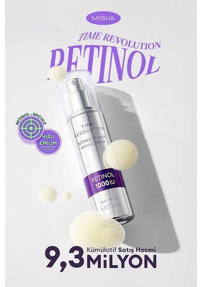 Missha Time Revolution Retinol Kırışıklık ve Gözenek Karşıtı Retinol Serum 1000 Shot Spicule Serum